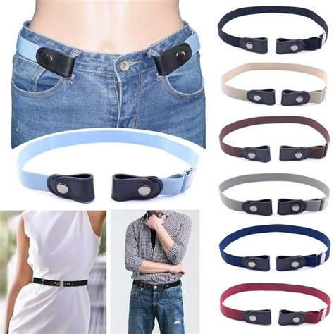 Invisible Buckleless Buckle Free Leather Elastic Adjustable Belts Belt