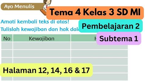 Kunci Jawaban Tema 4 Kelas 3 Halaman 10 17 Bagaimana Dengan Kewajiban