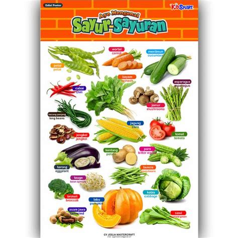 Jual Poster Sayur Sayuran Poster Belajar Edukasi Indonesia Shopee