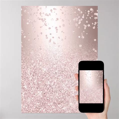 Rose Gold Glitter Ombre Metallic Sparkles Confetti Poster Zazzle