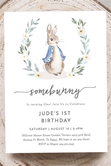 Peter Rabbit Birthday Invitation Peter Rabbit Editable Peter Etsy In