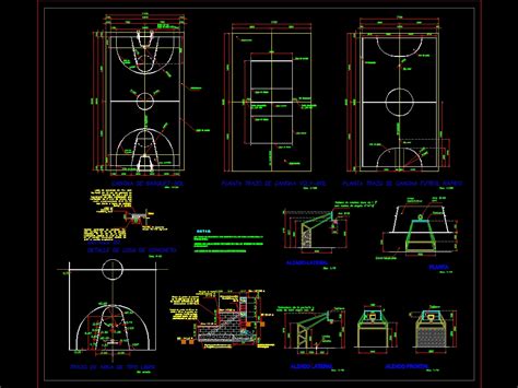 Cancha Deportiva De Usos M Ltiples En Autocad Cad Kb Bibliocad