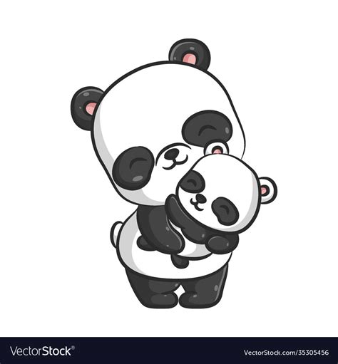 Cute mommy panda is cradle her baby who Royalty Free Vector