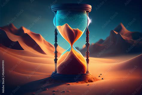 Sand Hourglass On A Sand Dune Sand Hours Ai Generated Illustration Ілюстрація Stock Adobe