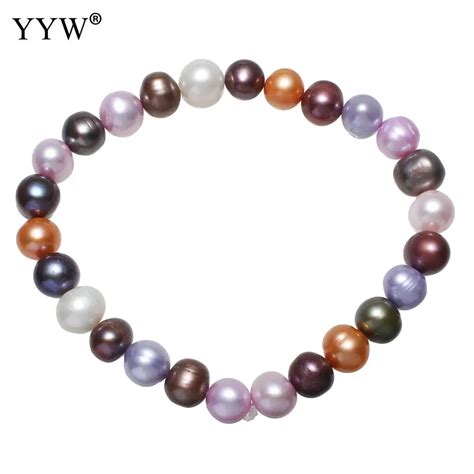 Freshwater Cultured Pearl Bracelet Freshwater Pearl Potato For Woman Multi Colored 8 10mm Sold