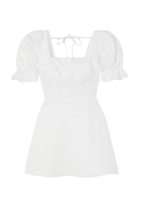 Reformation White Evianna Linen Mini Dress Whats On The Star