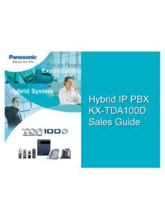 Hybrid IP PBX KX TDA100D Sales Guide Panasonic Hybrid Ip Pbx Kx