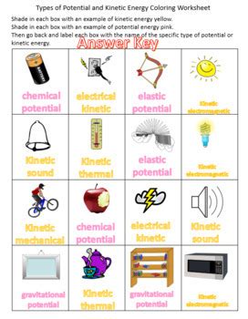 Kinetic And Potential Energy Types Worksheet And Interactive Article