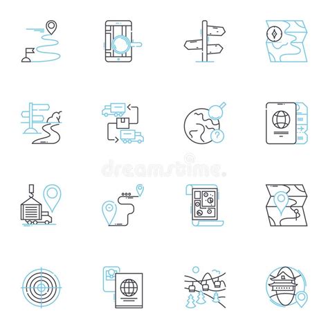 Conjunto De Iconos Lineales De Navegación Por Satélite Gps Satélites