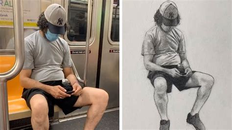 Surprise Drawings Of Strangers On Subway