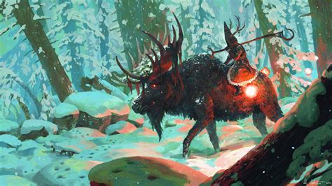 Wallpaper Forest Deer Fantasy Art Creature Snow Wizard Veli