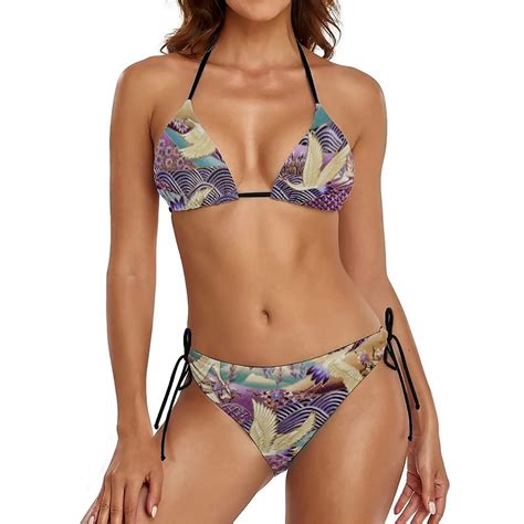 Winter Mountains Thong Bikini Swimsuit Push Up Sky Print Pool Rave