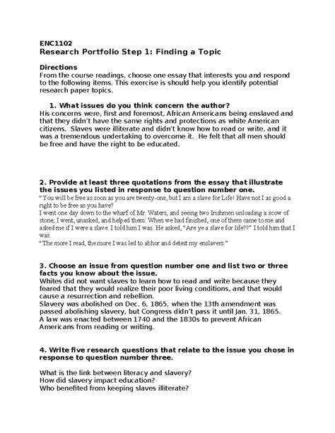 Enc Mod Research Portfolio Worksheet Step Enc Research