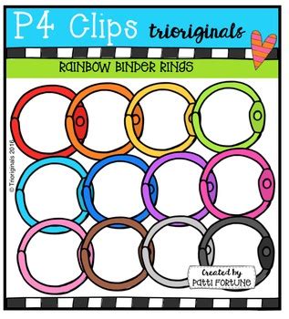 P Rainbow Binder Rings P Clips Trioriginals Digital Clip Art