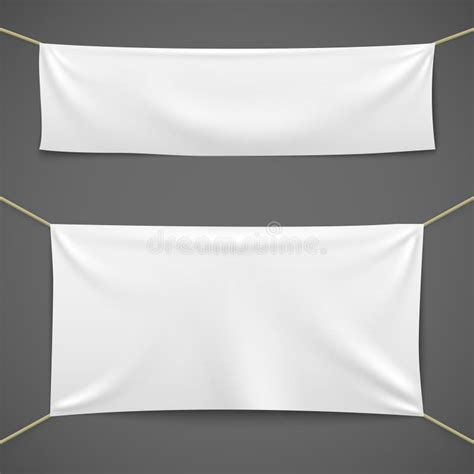 White Textile Banners. Blank Fabric Flag Hanging Canvas Sale Ribbon ...