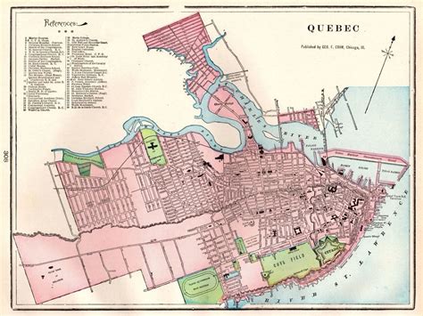 1901 Antique Quebec Canada Map Vintage City Map of Quebec Collectible ...