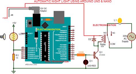 Arduino Automatic Night Light Using Arduino Uno And Nano Electroinvention