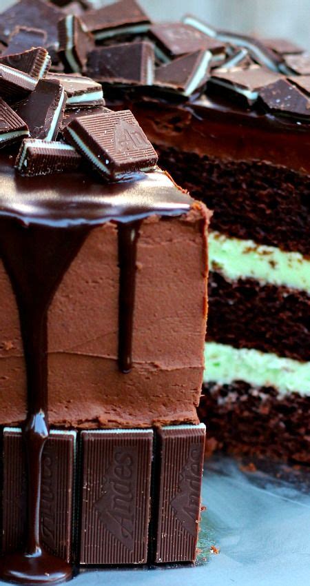 Andes Mint Cake Topped With Chocolate Ganache And Andes Mints Its So