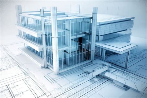 Architectural Blueprints And Plans For A Modern Office Building With