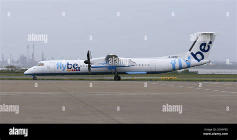 A Flybe Aircraft At Liverpool John Lennon Airport Stock Photo Alamy