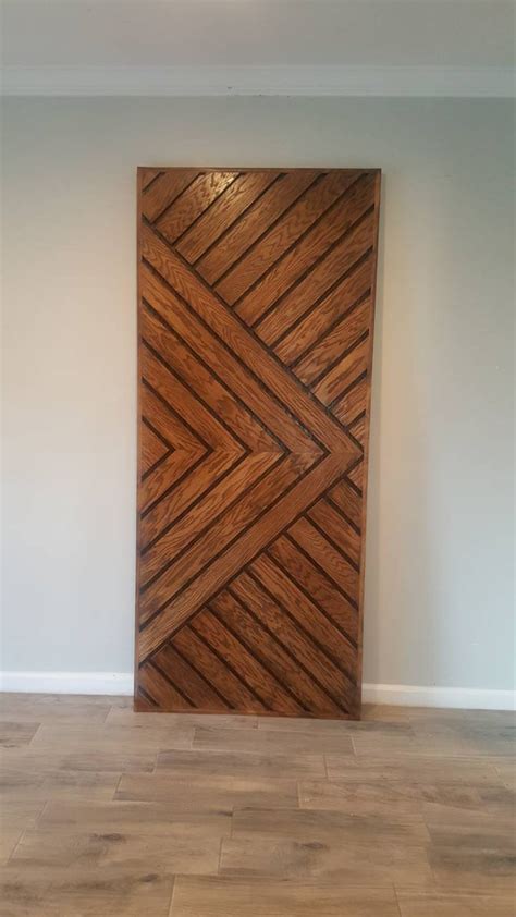 Custom Made Stained Chevron Arrow Style Farmhouse Sliding Barn Door 1 Door Only Etsy Wooden