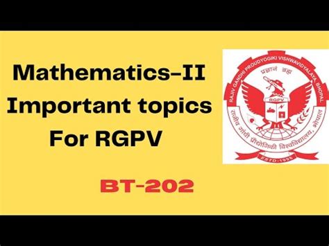 Mathematics 2 Rgpv Rgpv Mathematics 2 Important Question YouTube