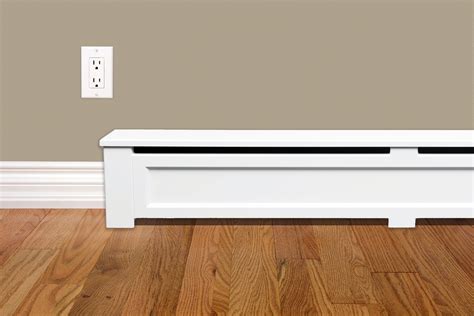 Shaker Style 6 ft. Wood Baseboard Heater Cover Kit in White - Vent and ...