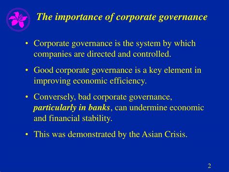 Ppt The Importance Of Corporate Governance Powerpoint Presentation