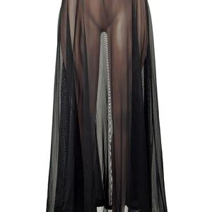 Sheer Black Mesh Maxi Skirt Size XS S M L XL XL Xl Plus Size Lingerie Flared Stretch Fabric