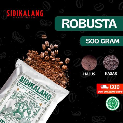 Jual SIDIKALANG Kopi Bubuk Robusta 500gr Dark Roast Tubruk Hitam