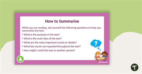 Reading Comprehension Strategies Powerpoint Summarising Teach Starter