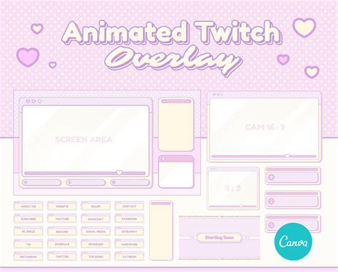 Canva Twitch Overlay Template Cute Pixel Window Overlay Aesthetic Pink Beige Theme Trutti Artofit