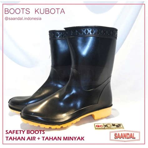 Jual Sepatu Safety Boots Hitam Pendek Kubota 30 Cm Tahan Air Tahan