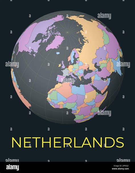 Mapa Mundial Centrado En Pa Ses Bajos Pa S Rojo Resaltado Vista Del