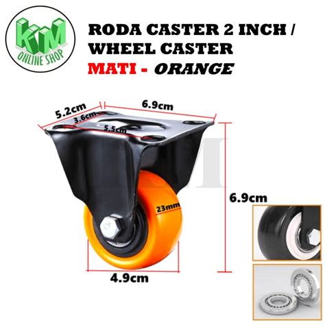 Jual Roda Kastor Lemari 2 Inch PU Roda Castor Mati Hidup Rem