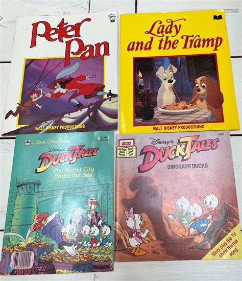 Vintage Disney Kids Books Lot Peter Pan Lady And The Tramp Duck Tales
