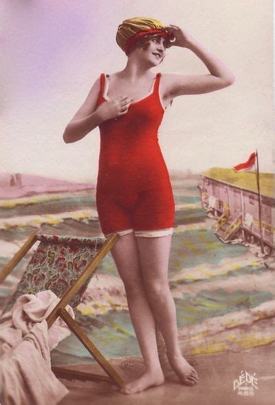 Beautiful 1920s Bathing Beauty Postcard Vintage Swimsuits Vintage