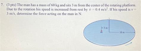 Solved Pts The Man Has A Mass Of Kg And Sits M From Chegg