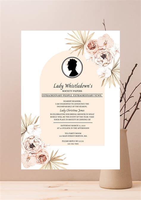 Bridgerton Theme Invitation Lady Whistledown S Bridal Etsy Australia