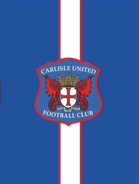 The Logo For Carlisle United Football Club On A Blue And White Striped