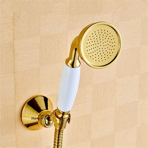 Brass Classical Gold Telephone Hand Held Shower Head Spray Water Saving