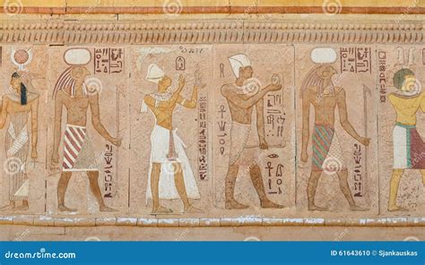 Ancient Egyptian Wall Paintings Stock Photo - Image of heritage ...