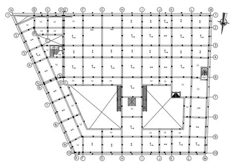 Commercial Building Column Layout Plan Free Download Autocad Drawing Cadbull