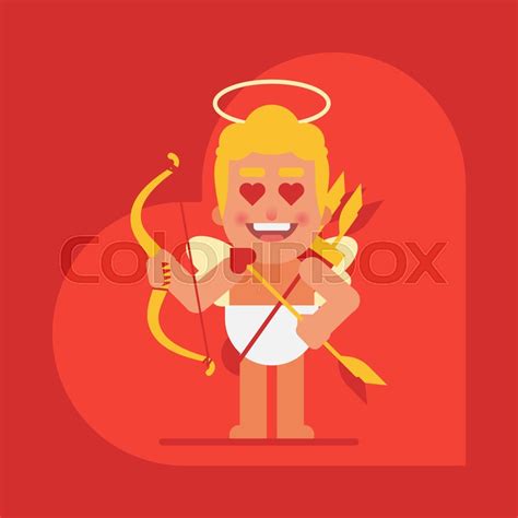 Cupid Lover Holds Bow And Arrows Stock Vector Colourbox