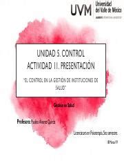 A 11 Gestión en Salud pdf UNIDAD 5 CONTROL ACTIVIDAD 11