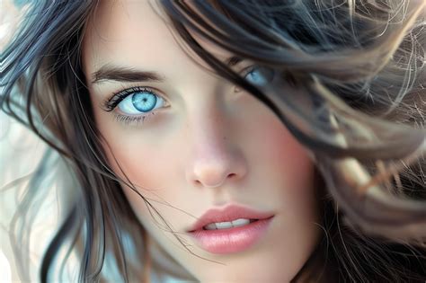 Retrato De Mujer Hermosa Con Ojos Azules Claros Generado Por Ia Foto Gratis