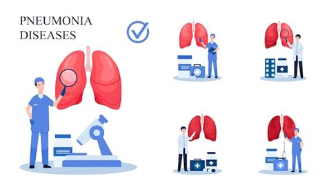 Premium Vector Set Of Pneumonia Disease Vector Illustration