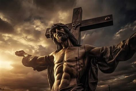 Crucifixion Jesus Christ Cross Dramatic Sky Religious Concept Faith God