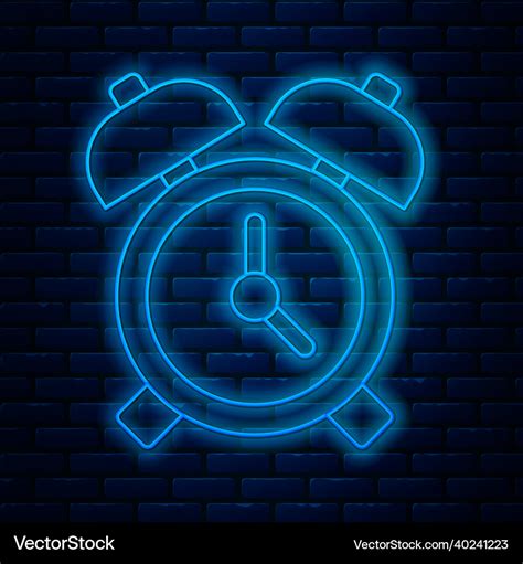 Glowing Neon Line Alarm Clock Icon Isolated Vector Image