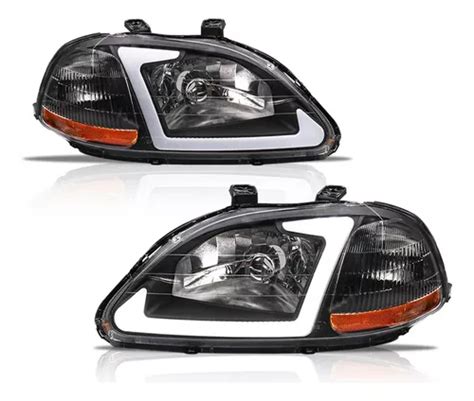 Faros Led Para Honda Civic Negros Juego